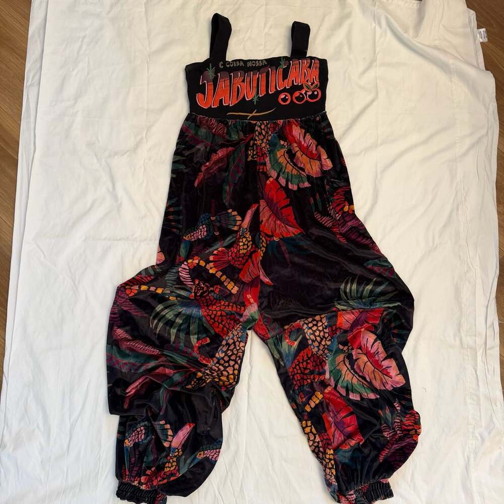 FARM Rio Jabuticaba Tropical Velvet Jumpsuit Size M